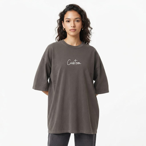 Camiseta de Algodón Oversize para Mujer, Ajuste Holgado, Estilo Casual, Top de Moda Urbana, Ropa con Estampado Puff Personalizado al por Mayor - Product Image 4