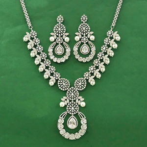 Available At Reasonable Price Cubic Zirconia Classic Necklace With Rhodium Plating 440217 - Product Image 5