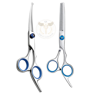 Kit Profesional de Tijeras de Peluquería Canina de Acero Inoxidable de Alta Resistencia de 2 Piezas, con Puntas Redondeadas, Cuchillas Curvas y Tijeras de Entresacar de 23 Dientes para - Product Image 1