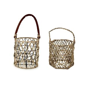 Coastal <b>Net</b> Woven Seagrass Lantern Candle Holder Hanging Cylinder Lanterns Garden Glass Candle Holder <b>Light</b> Interior Decor - Product Image 2