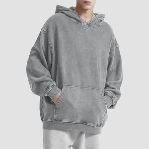 Pull à capuche surdimensionné lourd vintage pour homme, vêtement streetwear à carreaux personnalisable pour l'hiver - Product Image 4
