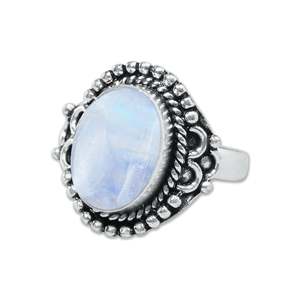 925 Sterling Silver Natural Multi Shape Rainbow <b>Moonstone</b> <b>Ring</b> Bezel Setting Minimalist Unisex Engagement Anniversary - Product Image 3