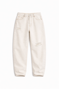 Jeans Elite Curve Barrel Leg para Mujer, Cintura Alta, Denim Premium, Corte Holgado Simple, Lavado Oscuro/Claro, Pantalones Streetwear, OEM ODM - Product Image 4