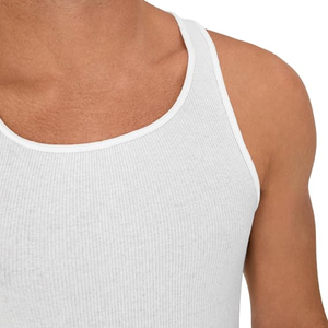 <b>Men's</b> Cotton <b>Tank</b> <b>Tops</b> 6-Pack <b>White</b> Sleeveless Ribbed Undershirts O-Neck Casual Basic Wear - Product Image 6