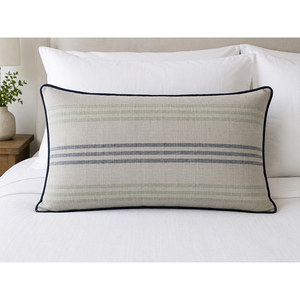 Funda de Cojín de Lino Teñido de Primera Calidad con Diseño a Rayas y Ribete en Contraste |   Funda Decorativa para Cojín de Sofá o Cama - Product Image 3