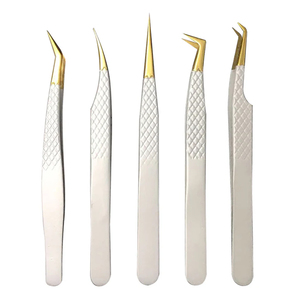 Pointed Stainless Steel Eyelash Extension Tweezers Set With Non-Slip Handle Precision Volume Isolation Lash Extension Tweezers - Product Image 1