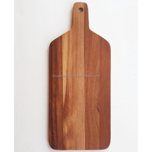 Tabla de cortar de madera de mango rústico, bandeja de servicio de madera hecha a mano, tabla de cortar decorativa para queso, pan, fruta, exhibición de cocina - Product Image 4
