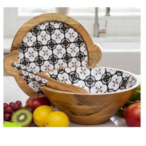 Tazón de Servir de Madera de Acacia de Alta Calidad, Diseño Exclusivo del Fabricante, Tazón de Madera con Estampado a Mano, Estilo Clásico - Product Image 6