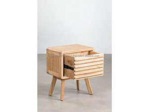 Mesa de Noche Flotante de Madera Maciza de Mango |   Estante de Pared para Dormitorio de Madera con 2 Cajones |   Mueble de Almacenamiento Moderno para Dormitorio - Product Image 6