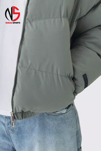 Veste matelassée à capuche pour homme, taille plus, coupe classique, de qualité supérieure, en gris, très chaude, coupe-vent, vêtement d'extérieur d'hiver, veste à bulles - Product Image 3