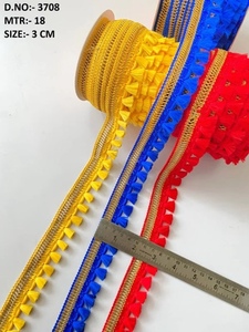 Encaje africano de poliéster de dos colores GPO con borde de flecos y cinta de encaje de ganchillo, ofertas al por mayor. - Product Image 6