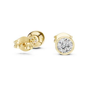 Pendientes de Oro Amarillo de 14K con Diamantes Cultivados en Laboratorio, Redondos, para Mujer |   Ropa de Uso Diario |   Diamante Cultivado Nuevo - Product Image 4