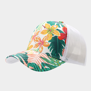 Floral Print Baseball Cap Unisex Casual <b>Hat</b> <b>Summer</b> Breathable 100% Polyester Digital Printing Adjustable Beach Style - Product Image 3