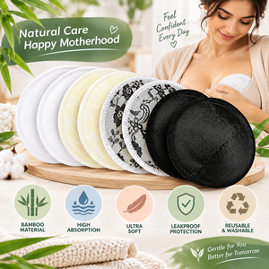 Coussinets d'allaitement en bambou naturel |   Inserts d'allaitement lavables et réutilisables |   Protection absorbante pour la lactation |   Soins de maternité doux et respirants - Product Image 6