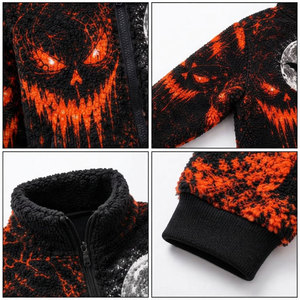 Men's <b>Gothic</b> Fleece <b>Jacket</b> Halloween Print Zipper Stand Collar Thick Winter Wear 3D Sublimation Design Sherpa Fleece <b>Jacket</b> - Product Image 6