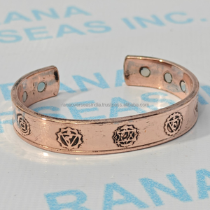Modern Pure Copper Seven <b>Chakra</b> Engraved Therapy <b>Bracelet</b> with Triple Magnet Energy Healing for Meditation Peace Baptism - Product Image 5