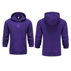 Sweat-shirt polaire à capuche violet pour homme OEM, coupe classique, effet vieilli, idéal pour l'hiver - Product Image 3
