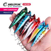 Leurre de pêche artificiel dur de surface 90mm 12.7g en ABS pour eau salée et eau douce, idéal pour la pêche au Snakehead et au Bar.