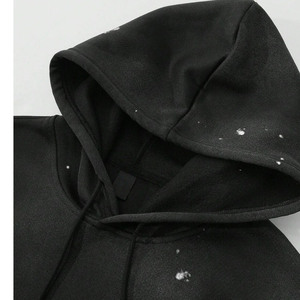 Sudadera con Capucha Personalizada con Diseño de Salpicaduras de Pintura Negra para Hombre, Sudadera de Felpa Extra Grande, Ropa Casual Urbana, Venta al Por Mayor OEM, Prenda Superior de Invierno - Product Image 5