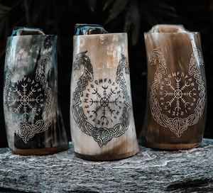 Mug en corne naturelle personnalisable avec support, style animal agate, design pour la maison, différentes tailles disponibles - Product Image 2