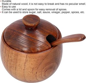 Modern Acacia Wood Handcrafted Eco-Friendly Stackable Moisture-Proof <b>Spice</b> <b>Jar</b> Sugar Bowl Buckle Lid Spoon Salt Cellar Container - Product Image 6