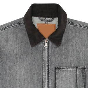 Camisa de Mezclilla para Hombre, Color Sólido, Cuello Camisero, Manga Regular, Algodón Lavado, Cierre de Cremallera, Ropa de Otoño - Product Image 6