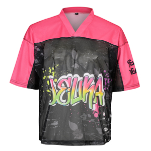 OEM/ODM Custom Heat-Transfer Printed Retro American Football Jerseys Mesh 100% <b>Polyester</b> Short Sleeve Breathable - Product Image 4