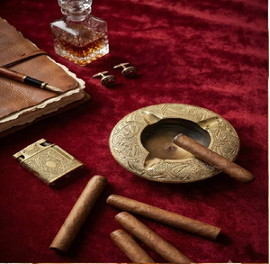 Antique <b>vintage</b> brass round <b>ashtray</b> featuring detailed traditional engravings, available at wholesale prices. - Product Image 5
