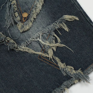 Pantalones Cortos de Mezclilla de Cintura Alta Rectos Azules Tejidos con Efecto Desgastado para Hombre - 100% Algodón Ecológico, Estilo Casual de Verano, Lavado Claro - Product Image 4