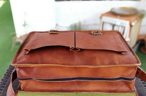 Goat Leather Genuine Vintage Cross-body <b>Messenger</b> Satchel <b>Bags</b> Business Work <b>Laptop</b> Office College <b>Bag</b> - Product Image 2
