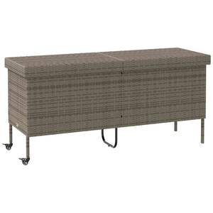 Scatola portaoggetti in Poly Rattan con ruote grigio 63 "x 21.7" x 29.5" - Product Image 1