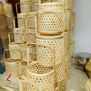 High Quality Vietnam Square Bamboo <b>Basket</b> With Handle For Storage Cake Fruit For Professional Catering 99 Gold Data - Product Image 1