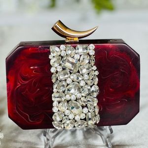 Pochette de soirée de luxe en résine pour femme, sac à main carré à motif floral, résistant à l'eau, tendance - Product Image 4