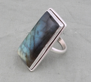 Bague en labradorite bleue feu, argent sterling 925, bijoux en pierre précieuse labradorite, bague unisexe pour mariage - Product Image 4