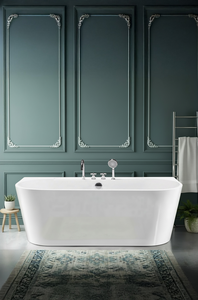 Baignoire autoportante blanche en acrylique durable au design élégant avec fonction bain à remous - Product Image 2