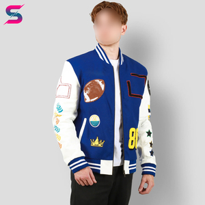 Good Supplier White Blue Contrast Color With Wholesale Rate New Arrival Best Quality Winter Men College Baseball Jackets - Product Image 3