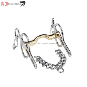 บิตม้า RJ INTERNATIONAL สแตนเลสสตีล พร้อมสายโซ่ที่ปากม้า ประดับทองตรงกลาง - Product Image 1