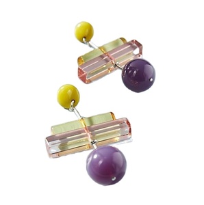 Pendientes de gota con incrustaciones de resina hechos a mano para mujer, aretes con forma de O, joyería de moda para mujer - Product Image 5