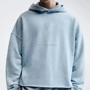 Custom Embroidered Hoodies Plain <b>Pullover</b> <b>Men</b> Distressed Rhinestone Acid Wash Logo 100% Cotton Anti-Pilling Regular Fit Autumn - Product Image 6