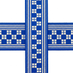 ริบบิ้นผ้าแจ็คการ์ดสีน้ำเงินรอยัลขนาด 25 มม. ของบริษัทนีลกามัล อินดัสทรีส์ สำหรับตกแต่งขอบของขวัญและเสื้อผ้า - Product Image 4