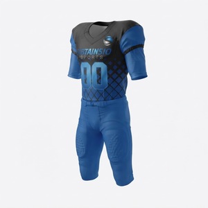 Uniforme de Fútbol Americano Personalizado, Conjunto de Pantalones y Camiseta en Negro y Azul Rey, Impresión por Sublimación, Poliéster Transpirable, para Adultos y Jóvenes, Deporte de Equipo - Product Image 6