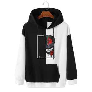 เสื้อสเวตเชิ้ตมีฮู้ดบล็อกสีสำหรับผู้ชายทรงปกติผ้าถักสไตล์ลำลองสีดำสีขาวแขนยาว 2026 - Product Image 1