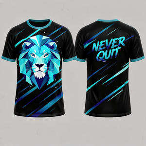 Camiseta Deportiva de Manga Corta Negra para Hombre, Sublimada, Ajustada, de Poliéster, para Entrenamiento de Fuerza, Resistencia, Coraje y Victoria - Product Image 2