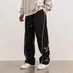 Japanese Style <b>Men</b>’s Wide Leg Pants Casual Loose Straight <b>Drawstring</b> <b>Trousers</b> Embroidered Trendy Streetwear Comfortable - Product Image 3