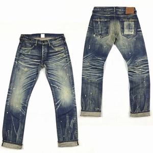 Straight Vintage Cotton Men's Jeans Custom High Quality Vintage Wash Distressed Japanese Selvedge Denim Jeans - Product Image 1