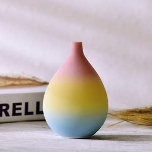 Modern Gradient Metal <b>Bud</b> <b>Vase</b> | Nordic Style Hand-Painted Flower Pot | Minimalist Macaroon Color Desktop Decorative <b>Vase</b> - Product Image 1
