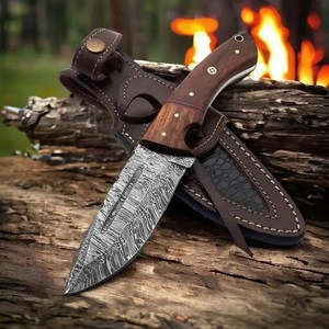 มีดสกินเนอร์ดามัสกัสเกรดอุตสาหกรรม ผลิตด้วยมือโดย Pasha Enterprises ใบมีดแบบ Fixed Blade สำหรับกิจกรรมกลางแจ้ง แคมป์ปิ้ง และใช้งานทั่วไป ด้ามไม้ - Product Image 5