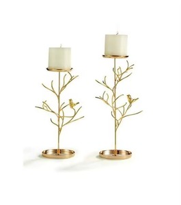 Candelabro de Rama de Árbol Dorada con Pájaros, de Metal Latón, Decoración para el Hogar, Calidad Garantizada - Product Image 1