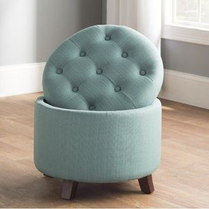 Handcrafted Solid Wood <b>Pouf</b> Ottoman Stool with Linen Cushion for Living Room Coffee Table <b>Seating</b> - Product Image 1
