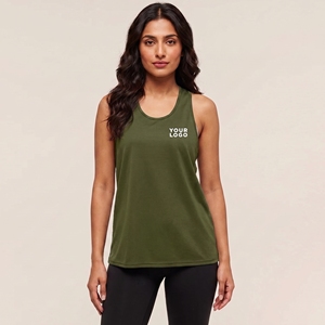 Women's Black Tank <b>Top</b> Scoop Neck Solid Breathable Polyester Sporty 100% Polyester Body fit <b>Racer</b> <b>back</b> Straight hem - Product Image 4